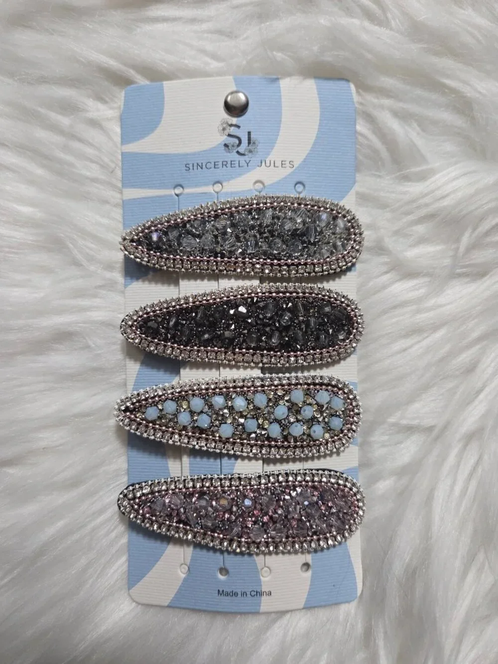 Sincerely Jules Beaded/Stone Hair Snap Clip Set